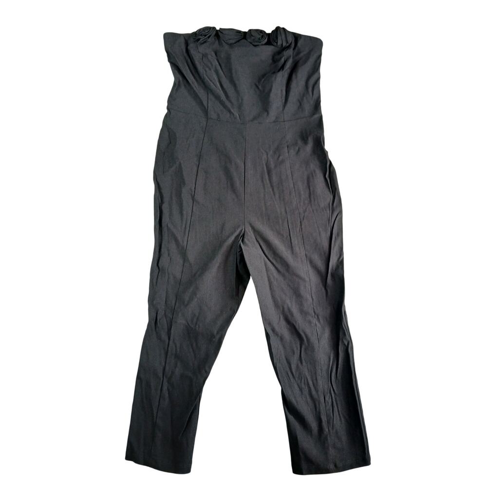 Wild Fable Jumpsuit Womens Large Black Strapless Romper Summer Chic Rosette NWT